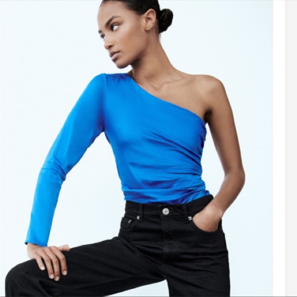 Zara Asymmetrical Pleated Bodysuit